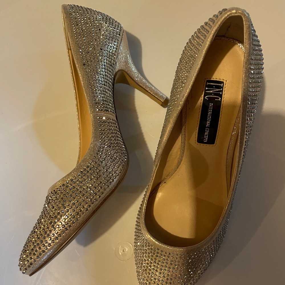 INC International Concepts Women's Glittering Silver Heels - Picture 3 of 4